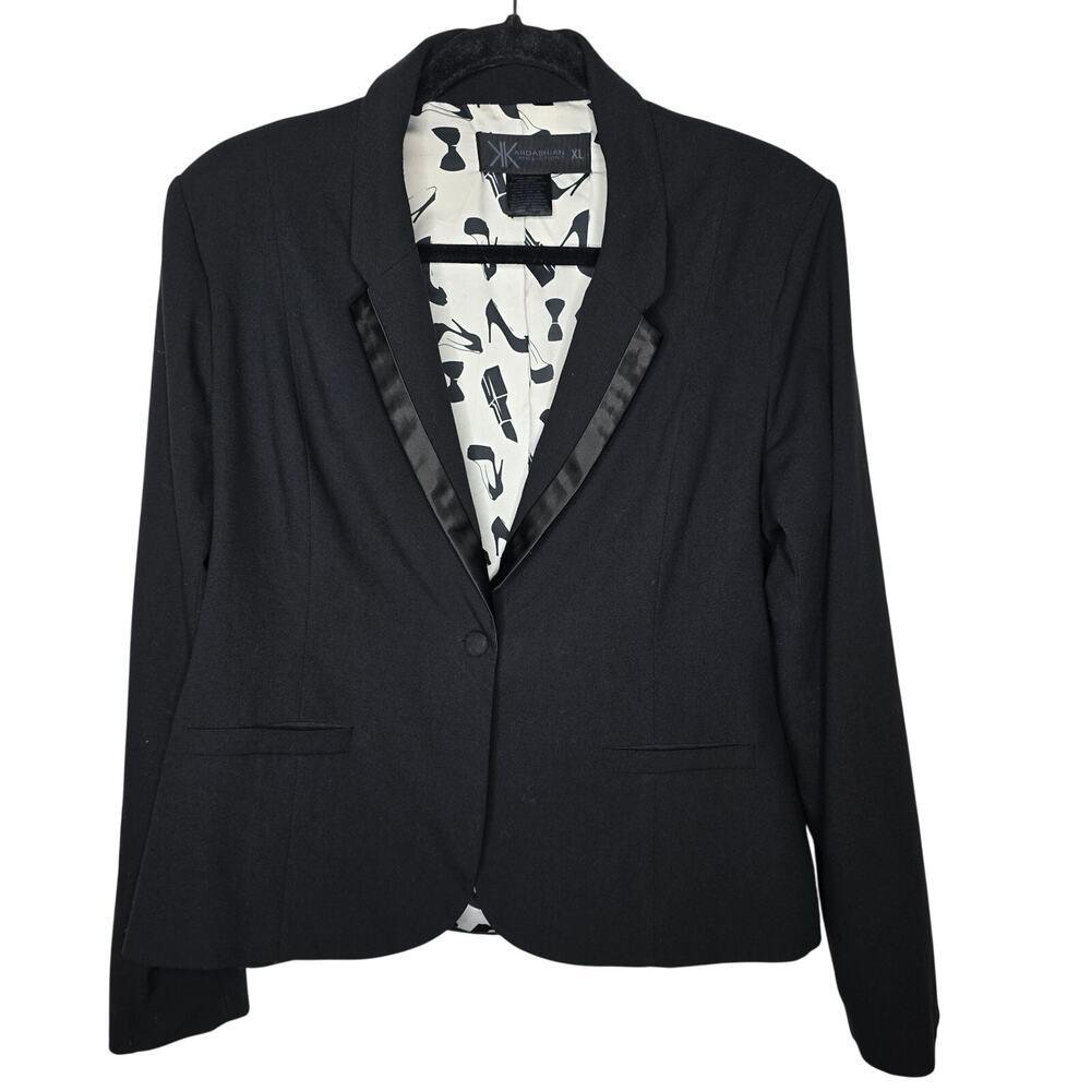 Kardashian Kollection Black Tuxedo Style One Button Blazer Size XL